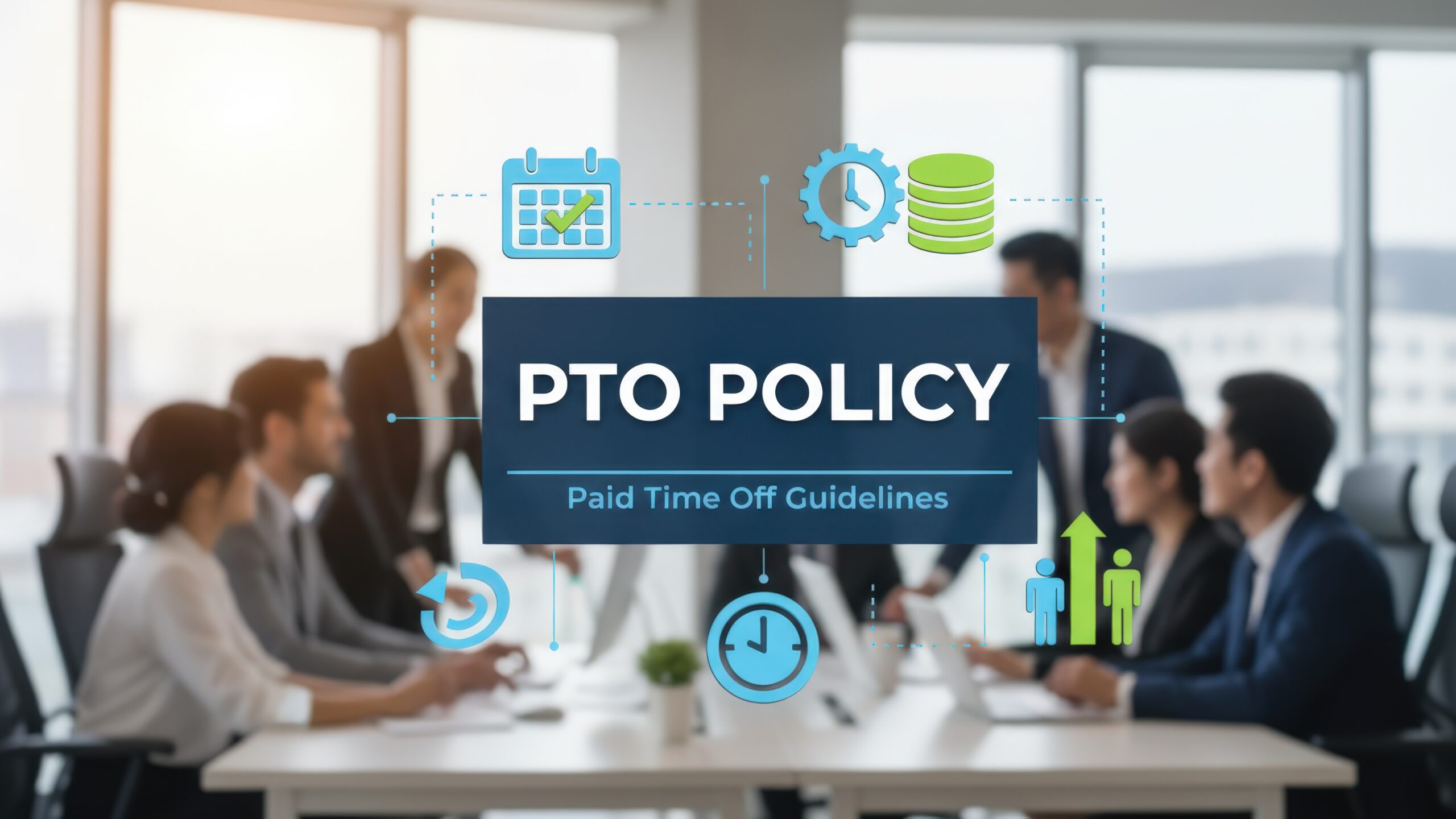 PTO Policy Meeting: Diverse Business Team Discussing Paid Time Off Guidelines and Strategies